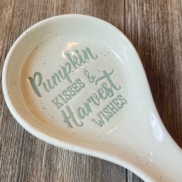 Decorative Speckled Fall Pumpkin Ceramic Spoon Rest - Picture 2 of 5